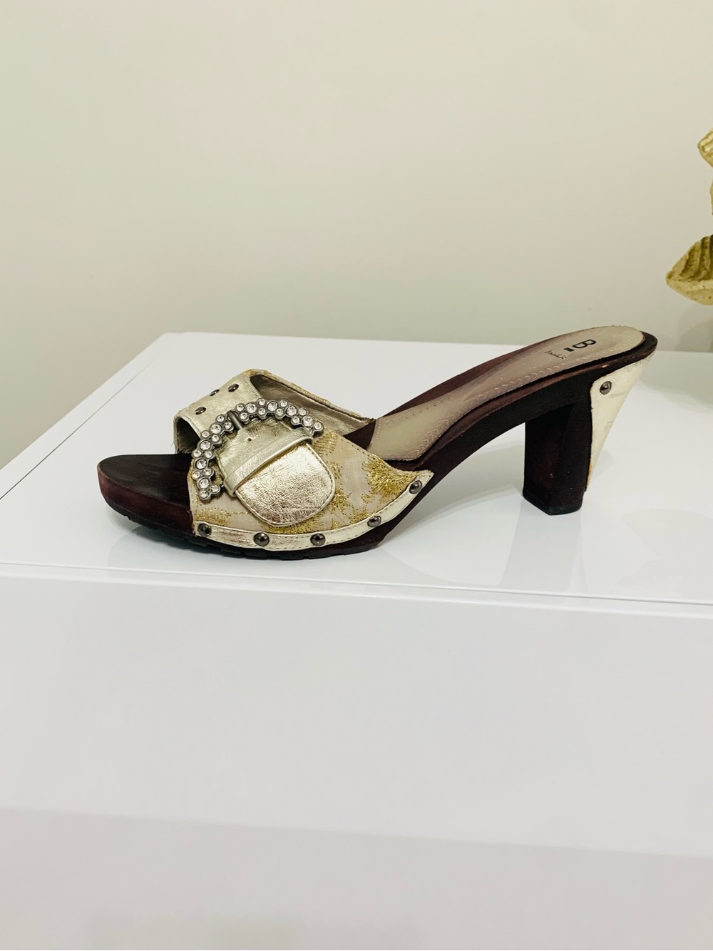 Bakers Gold Floral Embellished Slide Heel Mule - Picture 2 of 3